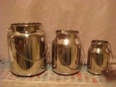 New stainless steel milk can pail w/tight fit lid 5 qt b 