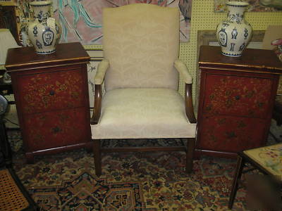 Pair of red floral file cabinets