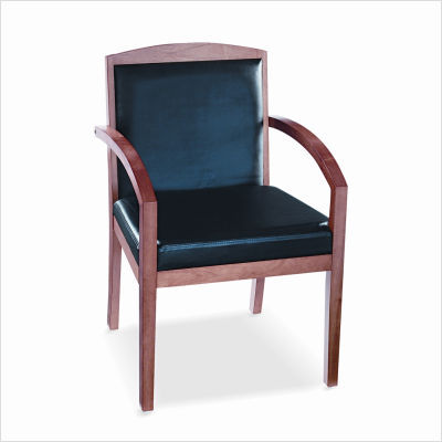 Hon leather/wood guest chair black leather cherry