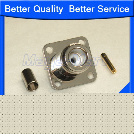 N female crimp panel connector for RG58 RG142 LMR195