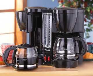 Dual coffee maker pot brews decaf & reg or tea sametime