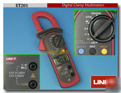 Uni-t digital lcd clamp multimeter ohm voltmeter UT201