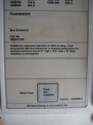 Siemens sbs 2012 SBS2012 SBS2012DV 1200 amp SB12TP02G