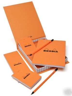 Rhodia treasure box - 4 notepads & 2 pencils - orange