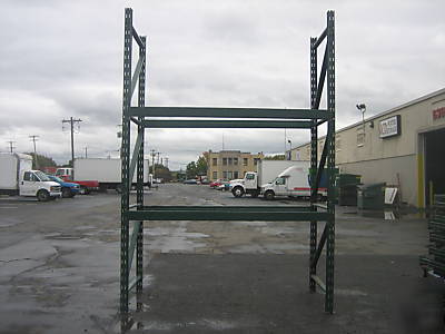 4 sections hd pallet racks , approx 32' l x 12' tall