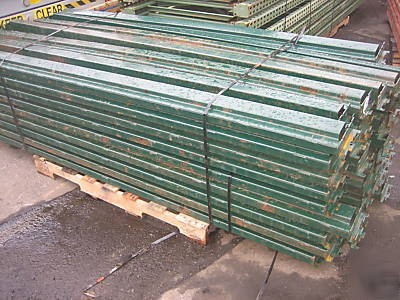 4 sections hd pallet racks , approx 32' l x 12' tall