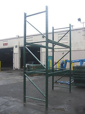 4 sections hd pallet racks , approx 32' l x 12' tall