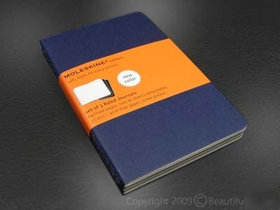 3 blue moleskine cahier pocket ruled notebook