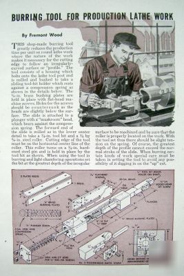 Shop-made burring tool for production lathe work plans