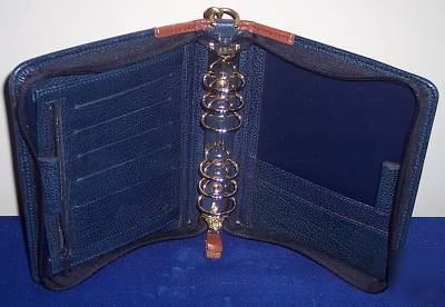 Compact - franklin blue/brown leather 6 ring planner