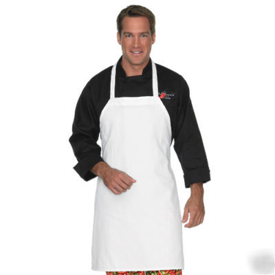 New professional white chef bib apron- extra long- 