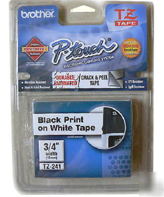 Genuine brother 3/4 in. black on white p_touch tz-241