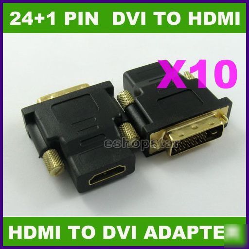 Gold 24+1 pin dvi male to hdmi female adapter converter