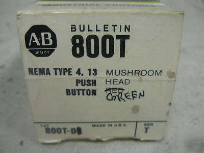 New 800T-d allen bradley green mushroom head pushbutton 