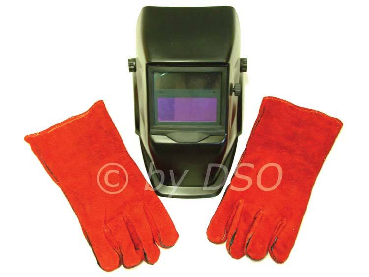 New solar pow welding helmet pair gaunlets tig mig arc 