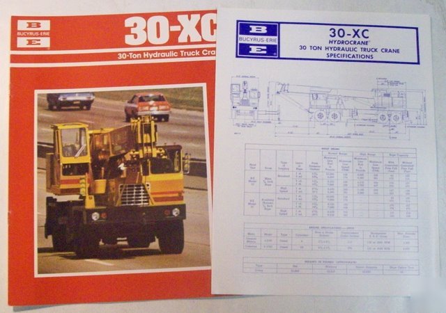 Bucyrus erie 1980 30-xc 30-ton truck crane brochure lot