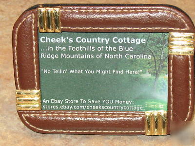 Leather brass picture frame loui michel biz card holder