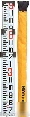 9' aluminum survey level rod transit stick inch w/ bag