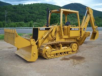 1992 john deere 455G track loader wow backhoe & 4-n-1 