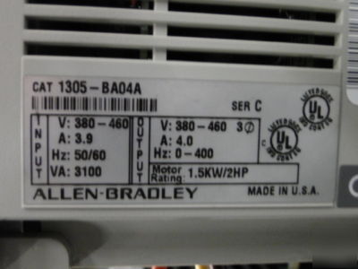 Allen bradley 1305-BA04A drive unit in nema 4 enclosure