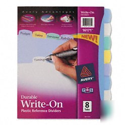 New translucent multicolor write-on dividers, eight-...