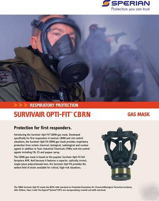 Survivair opti-fitâ„¢cbrn gas masks 769020 lot 200 units
