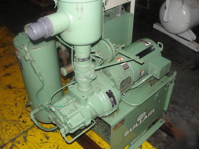 Rsvs sullair rotary screw 10 hp vacuum, tank mounted.