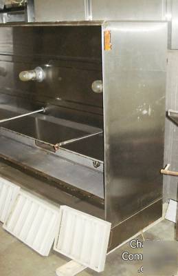 Exhaust hood air makeup heated fire supression ansul