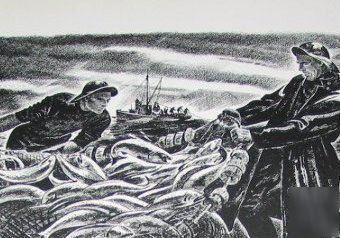 J. walter thompson agency salmon fishermen art -1940 ad