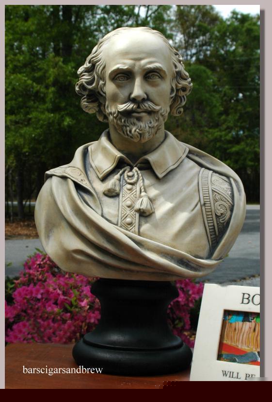 Big faux stone marble statue of shakespeare lifesize