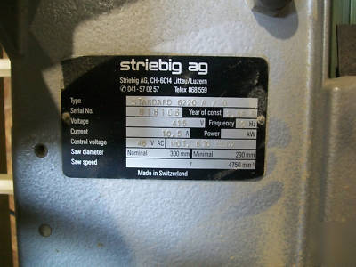 Striebig standard 6220A wall panel saw