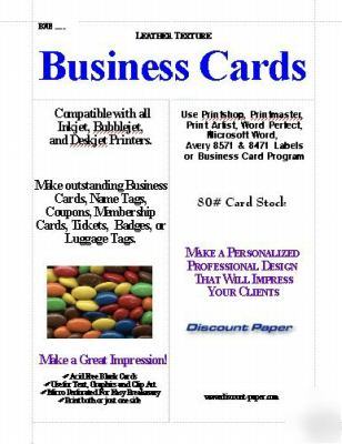 Business cards white leather textured ink jet paper 