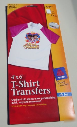 Avery white t shirt transfers #4384 4X6 45 sheets