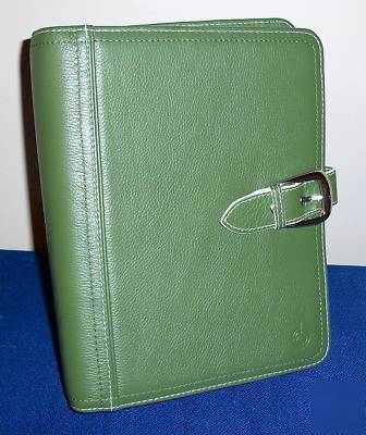 Classic - green leather 7 rings latch franklin planner
