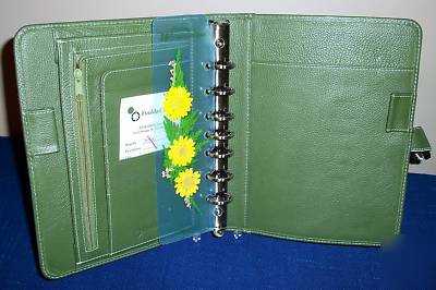 Classic - green leather 7 rings latch franklin planner