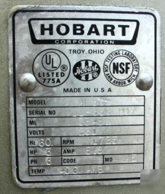 Hobart commercial 80QT mixer