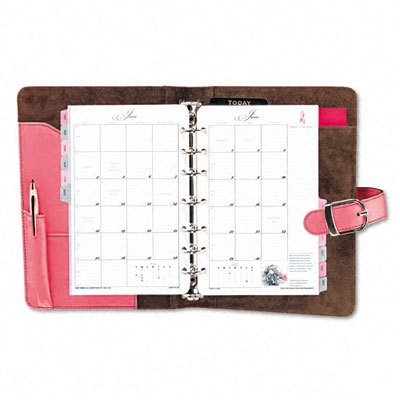 Pink ribbon organizer starter set w/leather binder pink