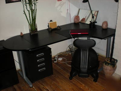 Right corner ikea office desk w/extension ~ black/brown