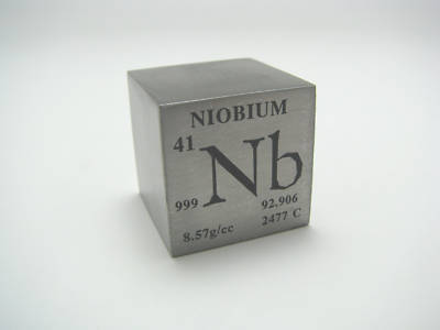 Pure niobium metal element cube 99.9% pure 140 grams