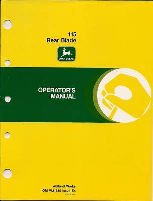 John deere no. 115 rear blade operator's manual