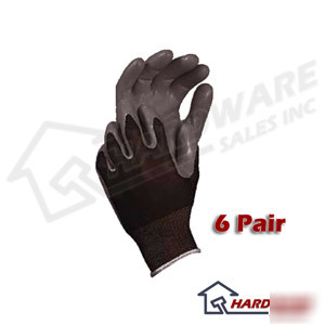 New atlas fit 370 black work gloves xl 6 pair 