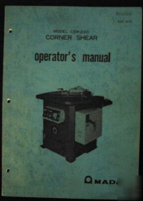 Amada csw-220 corner shear notcher operators manual