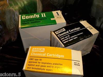 New msa two comfo ii respirators & cartridges 