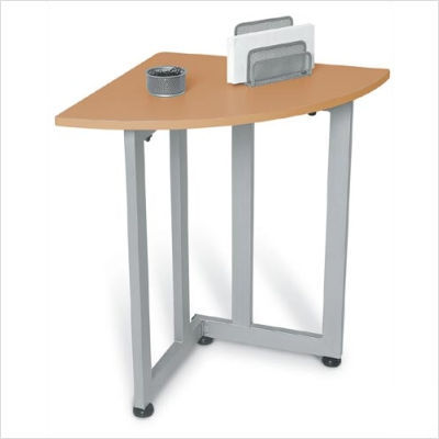 Ofm quarter round table maple and silver