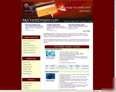 Credit card website for sale - free hosting for life 