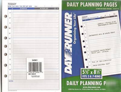 Day runner daily page refills organizer planner 3-7RING