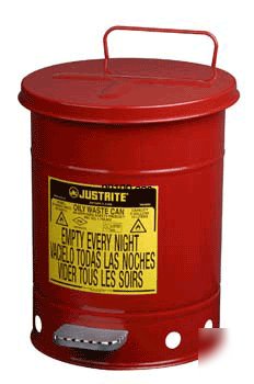 6 gal. steel oily waste can, foot operated cover 09100