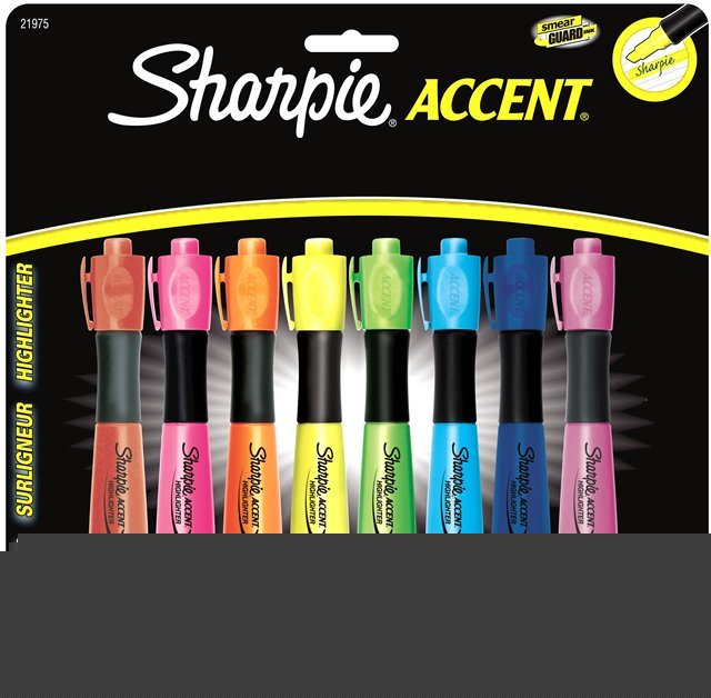8 sharpie accent comfort grip highlighters pink yellow