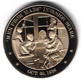 Men on mars invasion scare radio' - bronze medal coin