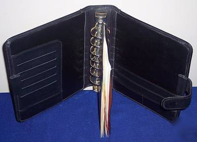 Classic - black leather franklin open 7 ring planner